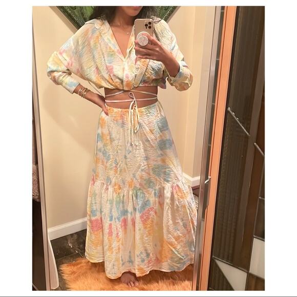 Young Fabulous & Broke Tie Dye Set NWT Crop top and Maxi Skirt